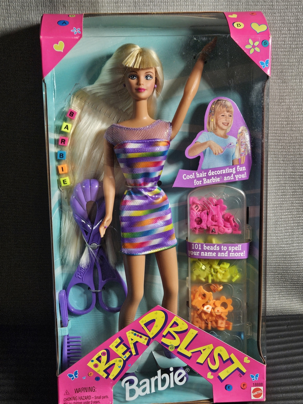 1997 BEAD BLAST BARBIE - 18888 - ORIGINAL BOX UNOPENED - Vintage 90's
